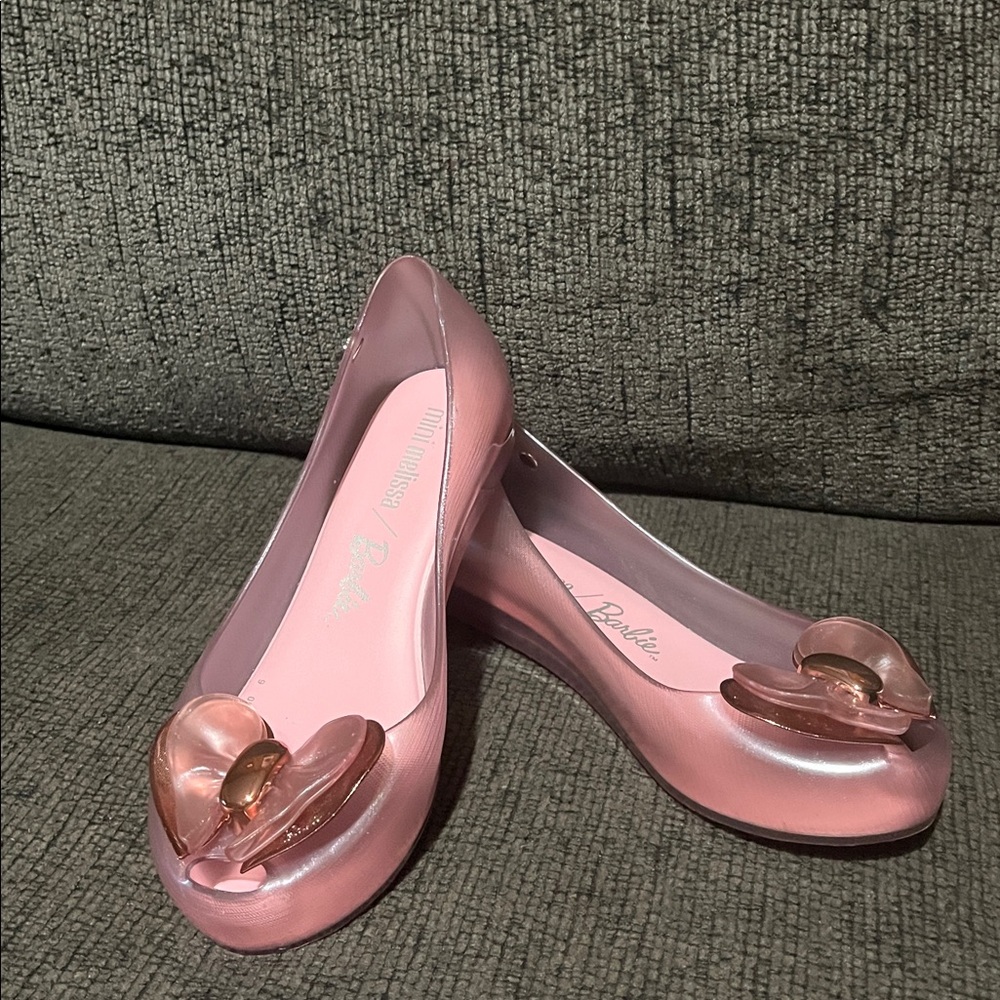 Mini Melissa Pink Barbie Flats with Bow Accent